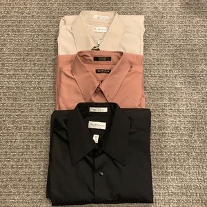 3 Men’s Van Heusen L/S Dress shirts,Tan, Black, Brownish size 16 1/2, 32/33